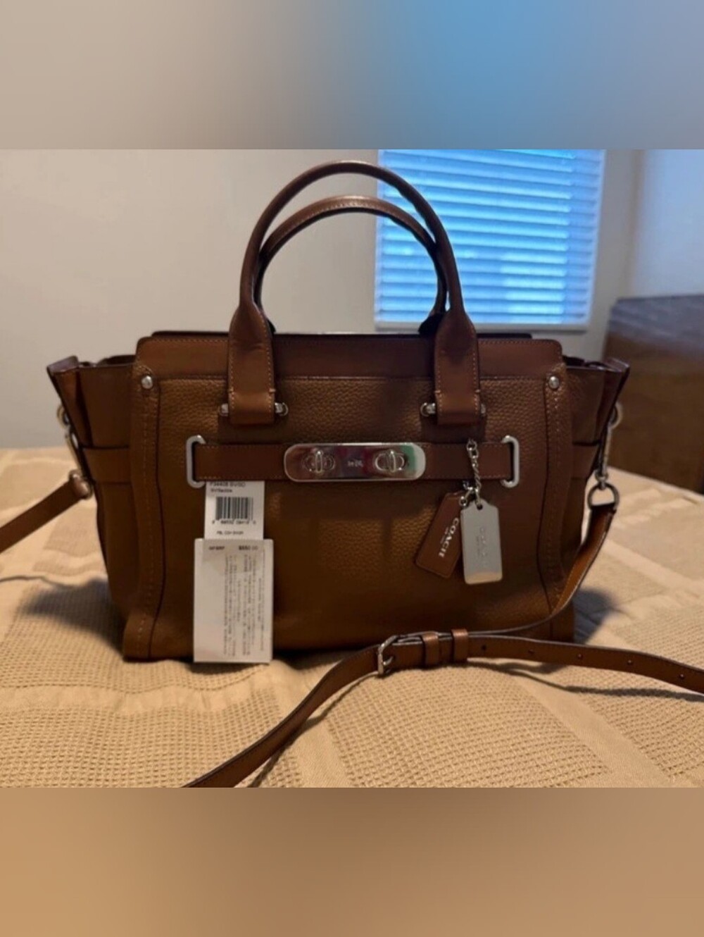 Coach Brown Leather Satchel with Detachable Strap